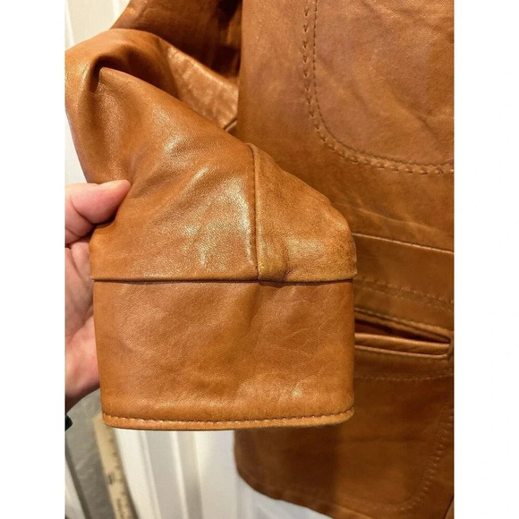 VTG De Long Classic Lamb Leather Men's Brown Button Front Blazer Jacket Size 40R - Picture 4 of 14